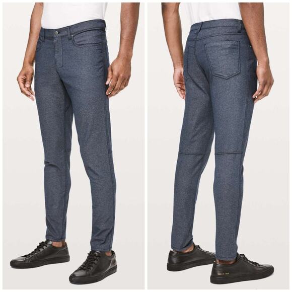 Lululemon ABC Pant Slim Tech Canvas Chino MEN 32 x 28 Heathered Navy Pocket Jean